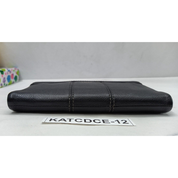 Fossil Black Pebbled Leather Zipper Closure Credit Card ID Window Bifold Wallet - Picture 6 of 15